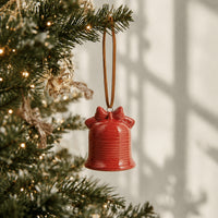 Plum Pudding Christmas Ceramic Christmas Tree Ornament Bell Red