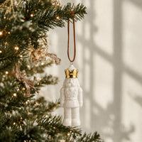 Plum Pudding Christmas Ceramic Christmas Tree Ornament Nutcracker White