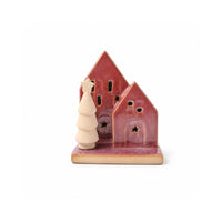 Plum Pudding Christmas Ceramic Table Decoration Village Red
