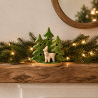 Plum Pudding Christmas Ceramic Table Decoration Deer Green
