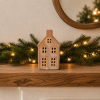 Plum Pudding Christmas Ceramic Village Decoration Mini Taupe