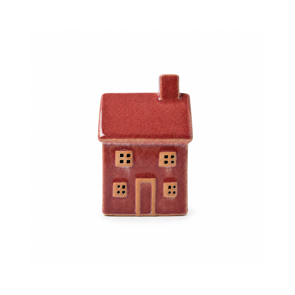 Plum Pudding Christmas Ceramic Village Decoration Small Red