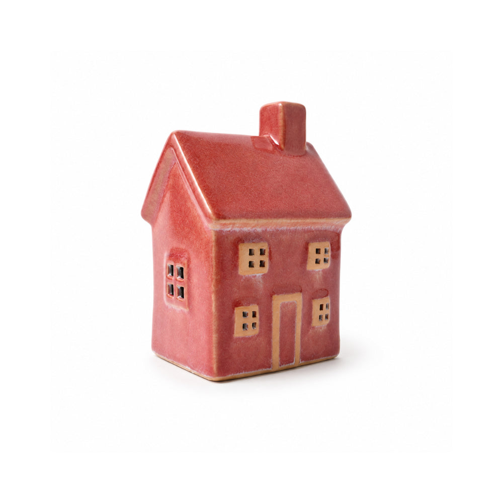 Plum Pudding Christmas Ceramic Village Decoration Small Red