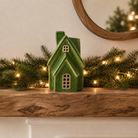 Plum Pudding Christmas Ceramic Village Decoration Medium Green