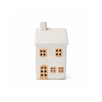 Plum Pudding Christmas Ceramic Village Decoration Medium Glazed White