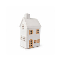 Plum Pudding Christmas Ceramic Village Decoration Medium Glazed White