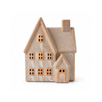 Plum Pudding Christmas Ceramic Village Decoration Large Taupe