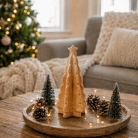 Plum Pudding Christmas Ceramic Table Decoration Tree Taupe