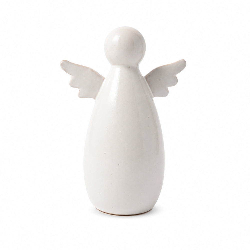 Plum Pudding Christmas Ceramic Christmas Angels Large Glazed White