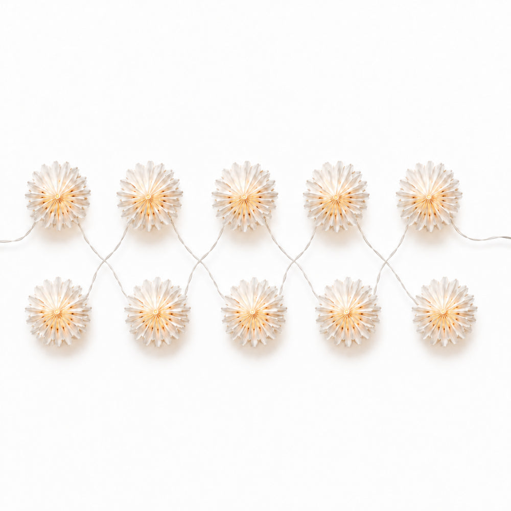 Plum Pudding Christmas Paper String Lights Snowflake