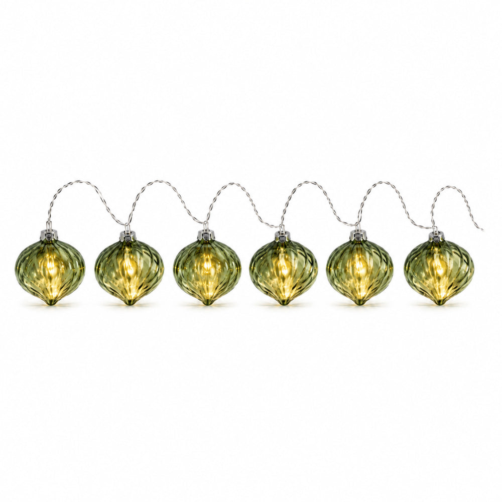 Plum Pudding Christmas Glass String Lights Orb