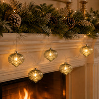 Plum Pudding Christmas Glass String Lights Orb