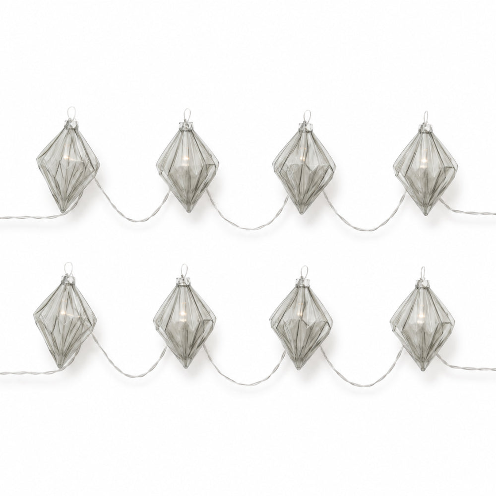 Plum Pudding Christmas Glass String Lights Diamond