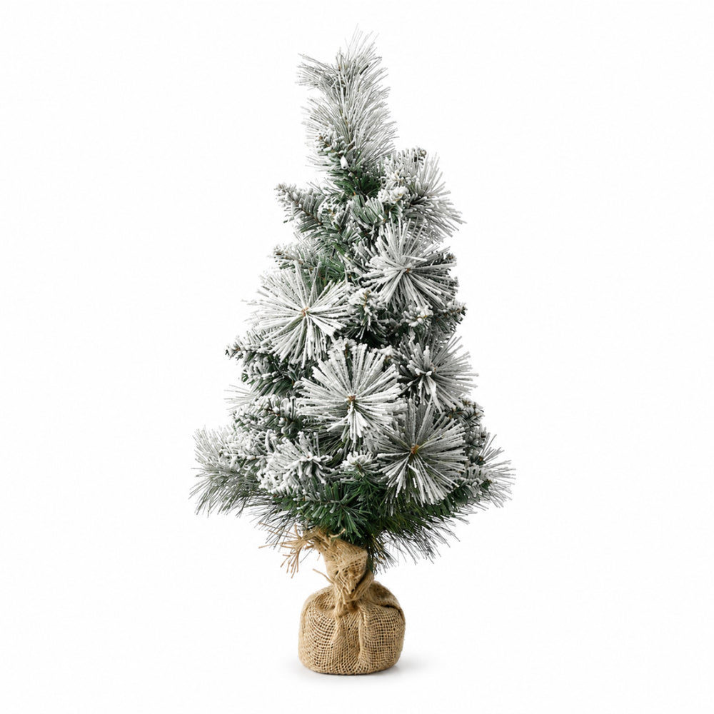 Plum Pudding Christmas Table Christmas Tree with Lights Snowy Large 60cm