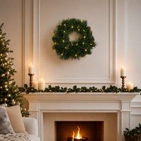Plum Pudding Christmas Wreath with Lights 40cm