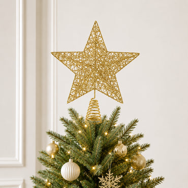 Plum Pudding Christmas Star Tree Topper Gold