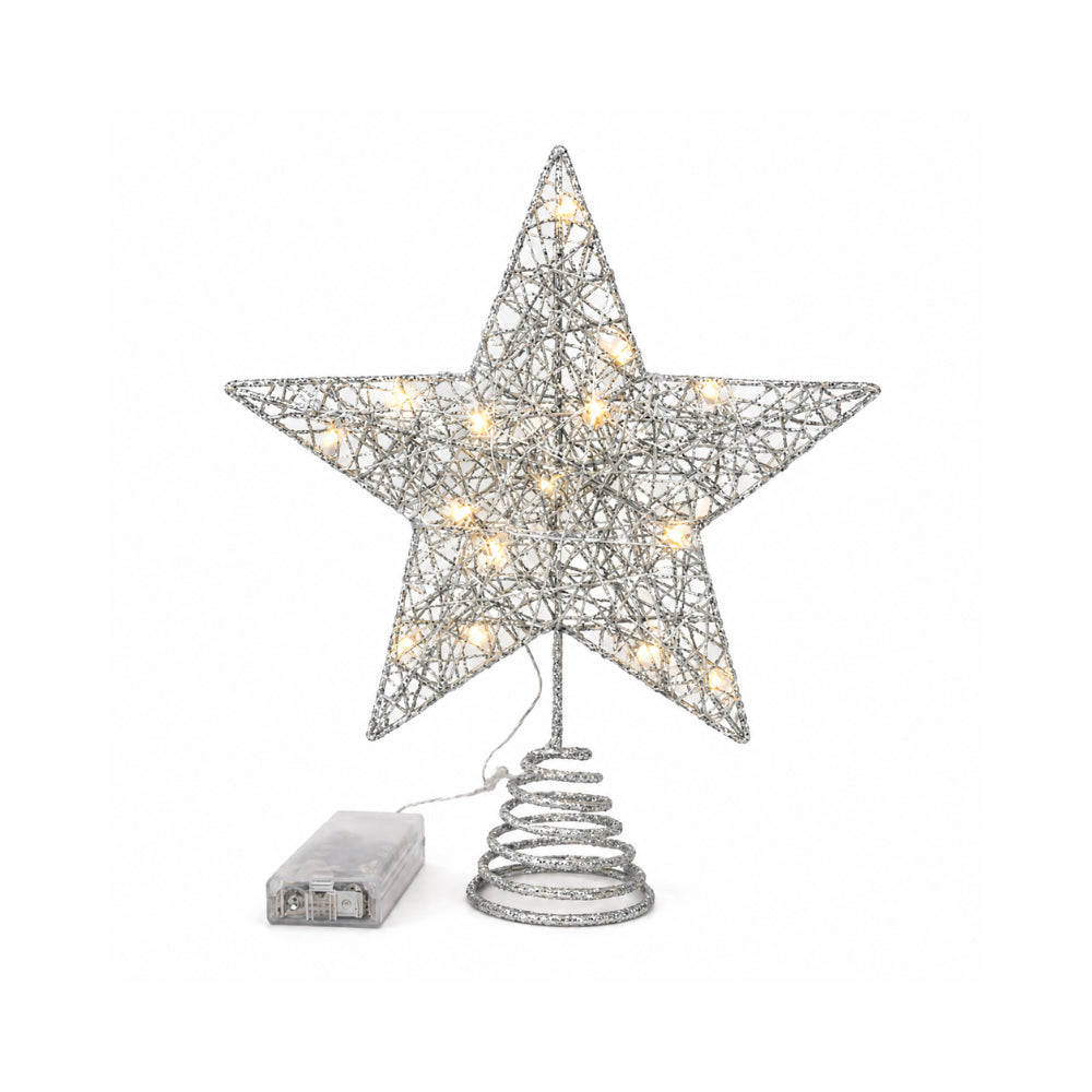 Plum Pudding Christmas Star Tree Topper Silver