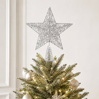 Plum Pudding Christmas Star Tree Topper Silver