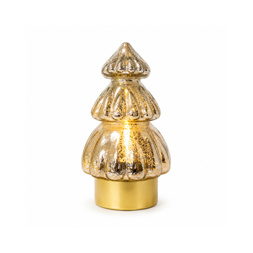 Plum Pudding Christmas Light up Glass Christmas Tree Silver