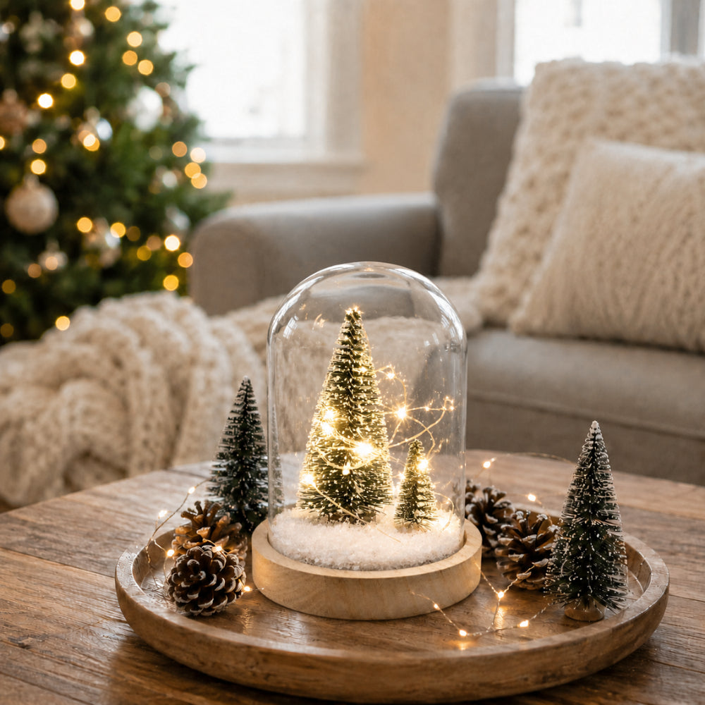 Plum Pudding Christmas Light Up Glass Christmas Decoration Dome