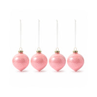 Plum Pudding Christmas Glass Christmas Ornament 4pk Blush Drop