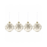 Plum Pudding Christmas Glass Christmas Ornament 4pk Silver Snowflake
