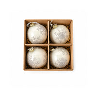 Plum Pudding Christmas Glass Christmas Ornament 4pk Silver Snowflake