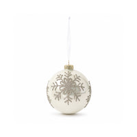 Plum Pudding Christmas Glass Christmas Ornament 4pk Silver Snowflake