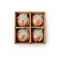 Plum Pudding Christmas Glass Christmas Ornament 4pk Gold Beaded Top