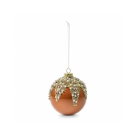 Plum Pudding Christmas Glass Christmas Ornament 4pk Gold Beaded Top
