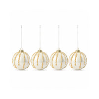 Plum Pudding Christmas Glass Christmas Ornament 4pk Silver and Gold