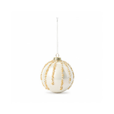 Plum Pudding Christmas Glass Christmas Ornament 4pk Silver and Gold