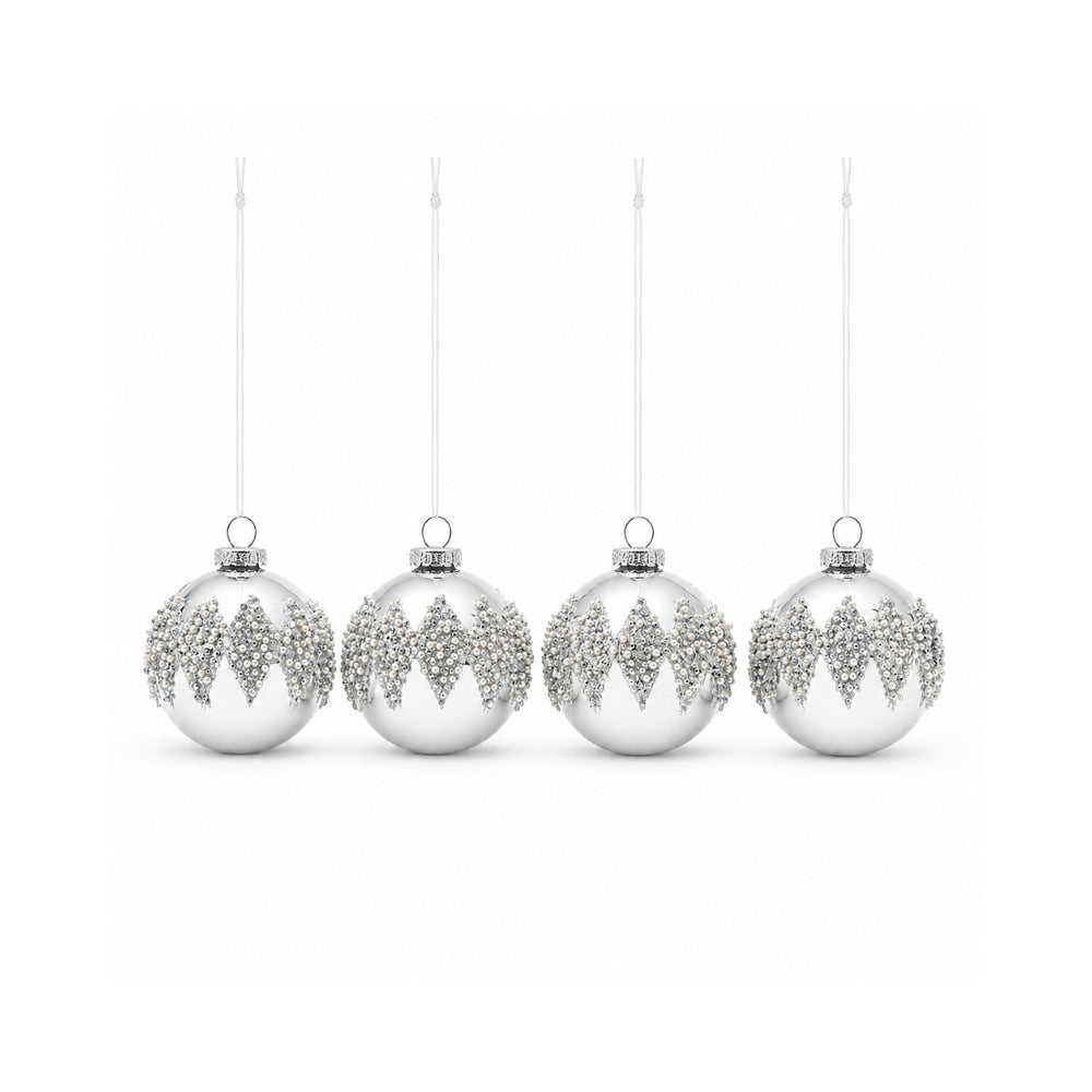 Plum Pudding Christmas Glass Christmas Ornament 4pk Clear