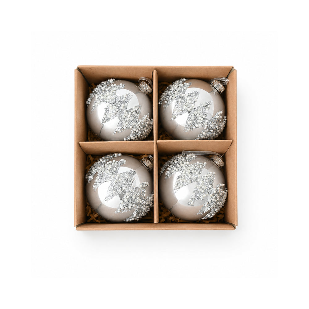 Plum Pudding Christmas Glass Christmas Ornament 4pk Clear