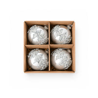 Plum Pudding Christmas Glass Christmas Ornament 4pk Clear