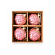 Plum Pudding Christmas Glass Christmas Ornament 4pk Blush Scales