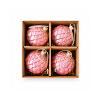 Plum Pudding Christmas Glass Christmas Ornament 4pk Blush Scales