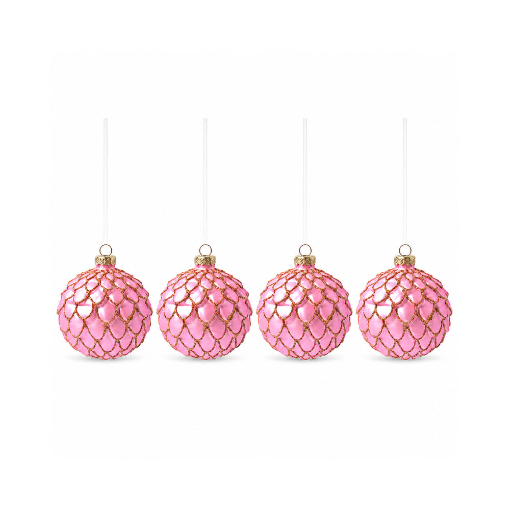 Plum Pudding Christmas Glass Christmas Ornament 4pk Blush Scales