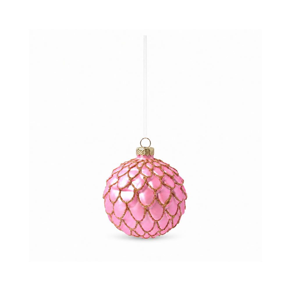Plum Pudding Christmas Glass Christmas Ornament 4pk Blush Scales