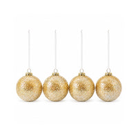 Plum Pudding Christmas Glass Christmas Ornament 4pk Gold Molten Glaze