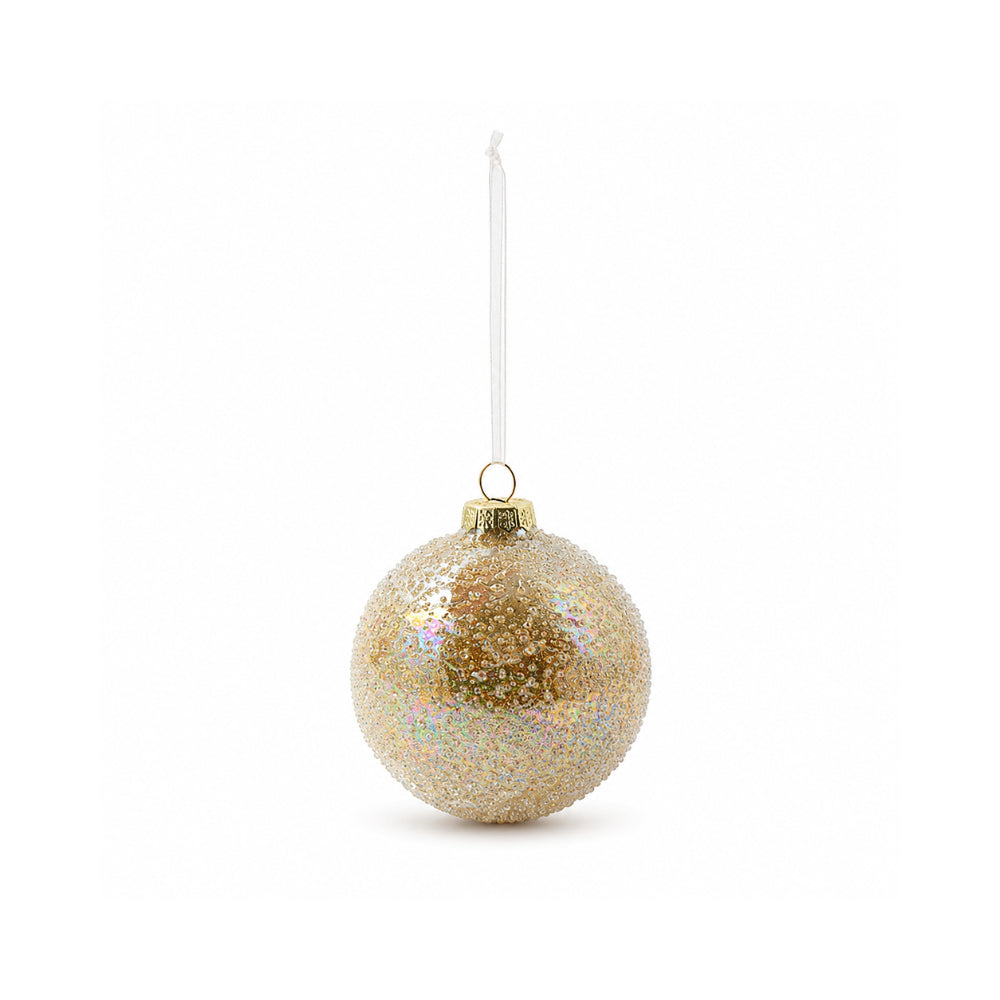 Plum Pudding Christmas Glass Christmas Ornament 4pk Gold Molten Glaze