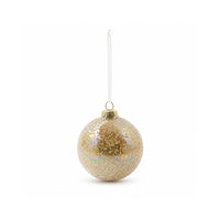 Plum Pudding Christmas Glass Christmas Ornament 4pk Gold Molten Glaze