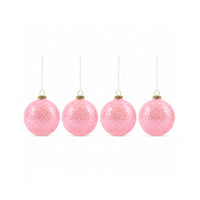 Plum Pudding Christmas Glass Christmas Ornament 4pk Blush Pink Molten Glaze