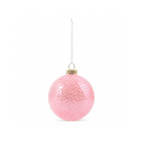 Plum Pudding Christmas Glass Christmas Ornament 4pk Blush Pink Molten Glaze
