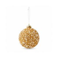 Plum Pudding Christmas Glass Christmas Ornament 4pk Beaded Gold