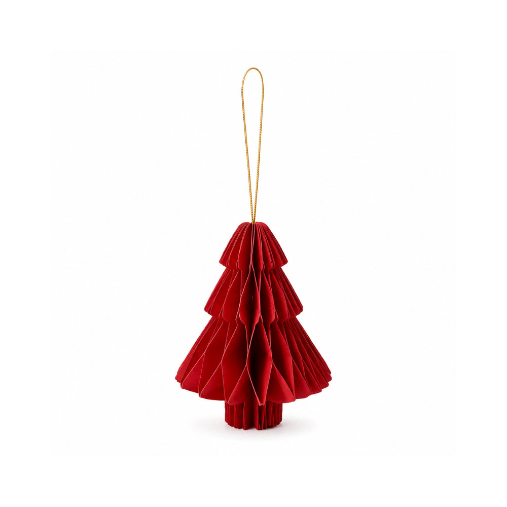 Plum Pudding Christmas Paper Tree decorations, 4pk Red