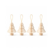 Plum Pudding Christmas Paper Tree decorations, 4pk Cream