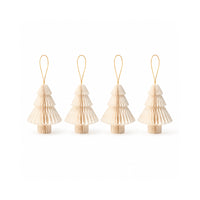 Plum Pudding Christmas Paper Tree decorations, 4pk Cream