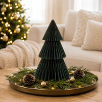 Plum Pudding Christmas Paper Tree Mantle Decoration Green