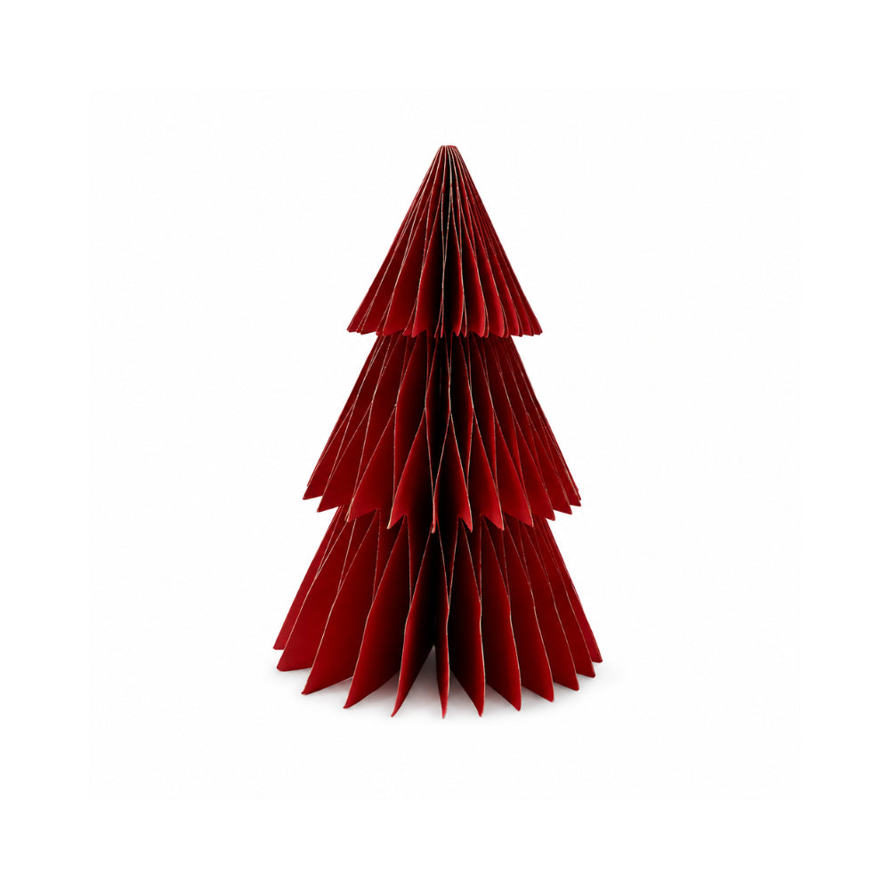 Plum Pudding Christmas Paper Tree Mantle Decoration Red